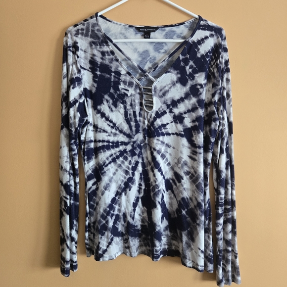 Rock & Republic Tops - Rock & Republic Tie-Dye V-Neck Long Sleeve Top, L PTP=18"